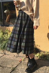 Retro-Faltenröcke aus Wolle mit hoher Taille
